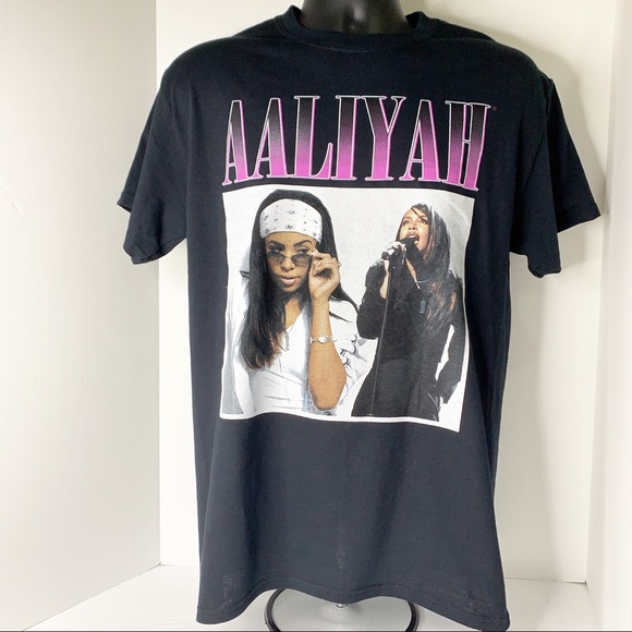 Aaliyah Black R&B Rap Hip Hop Tee T-Shirt - Picture 3 of 8
